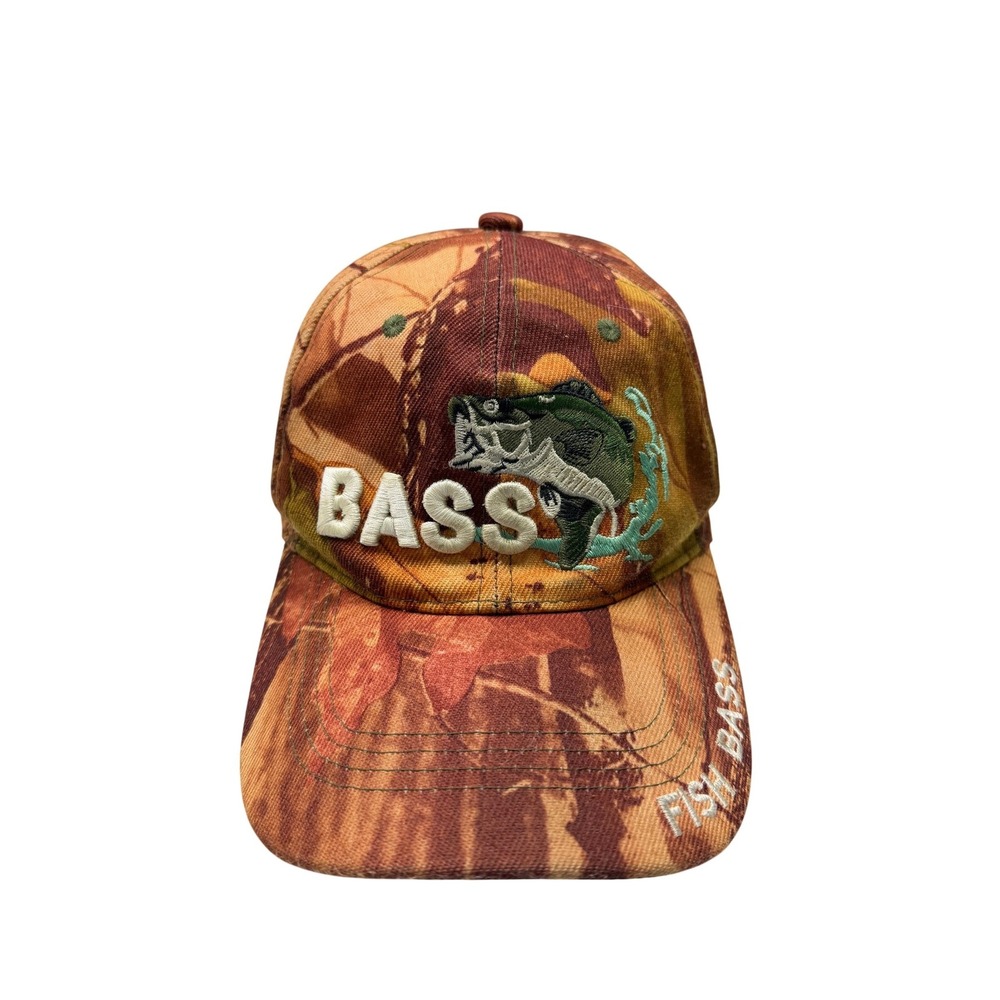 Fishing Baseball Cap Mens Camo Bass Fish Embroidered Adjustable OSFM